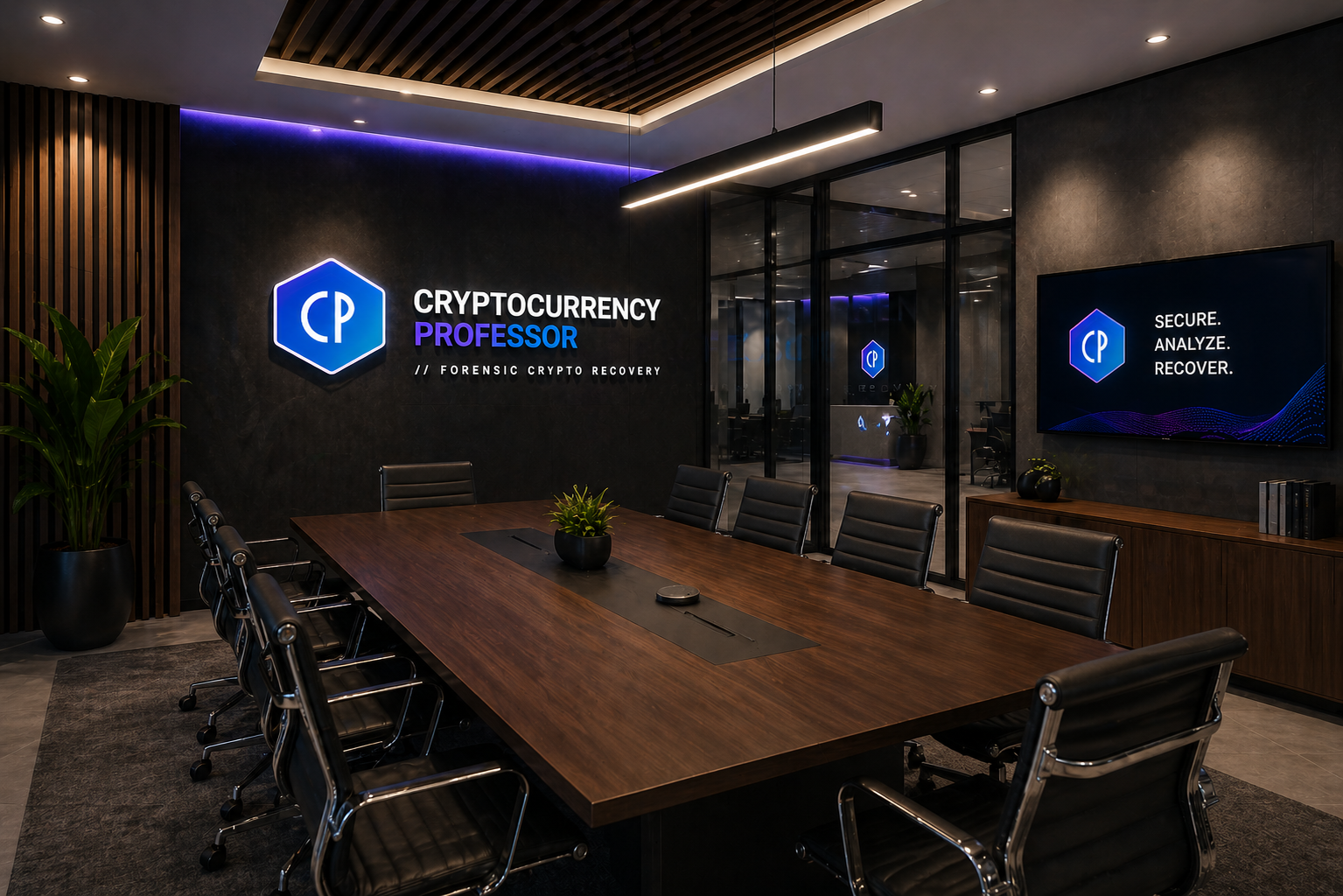 Cryptocurrency Professor — analyst meeting room